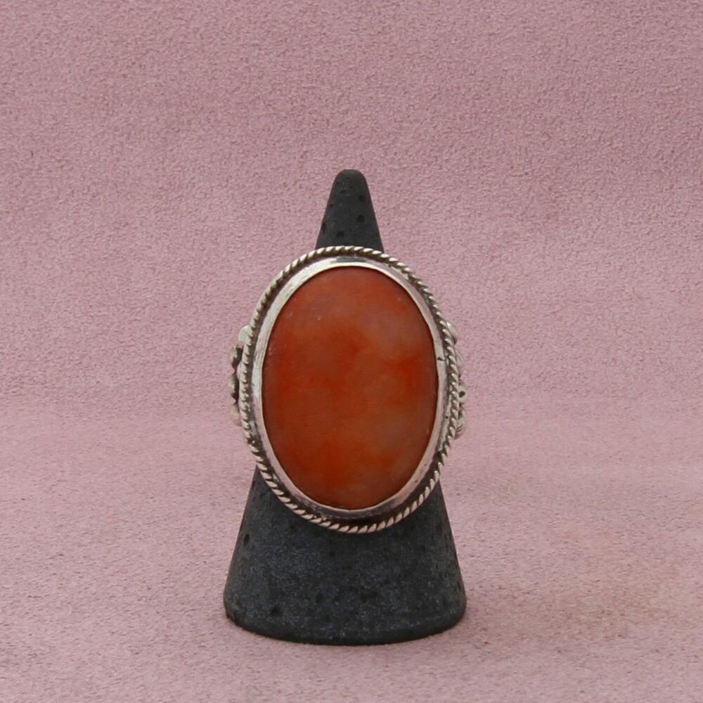 mexico sterling silver vintage braided agate cabochon ring size 7